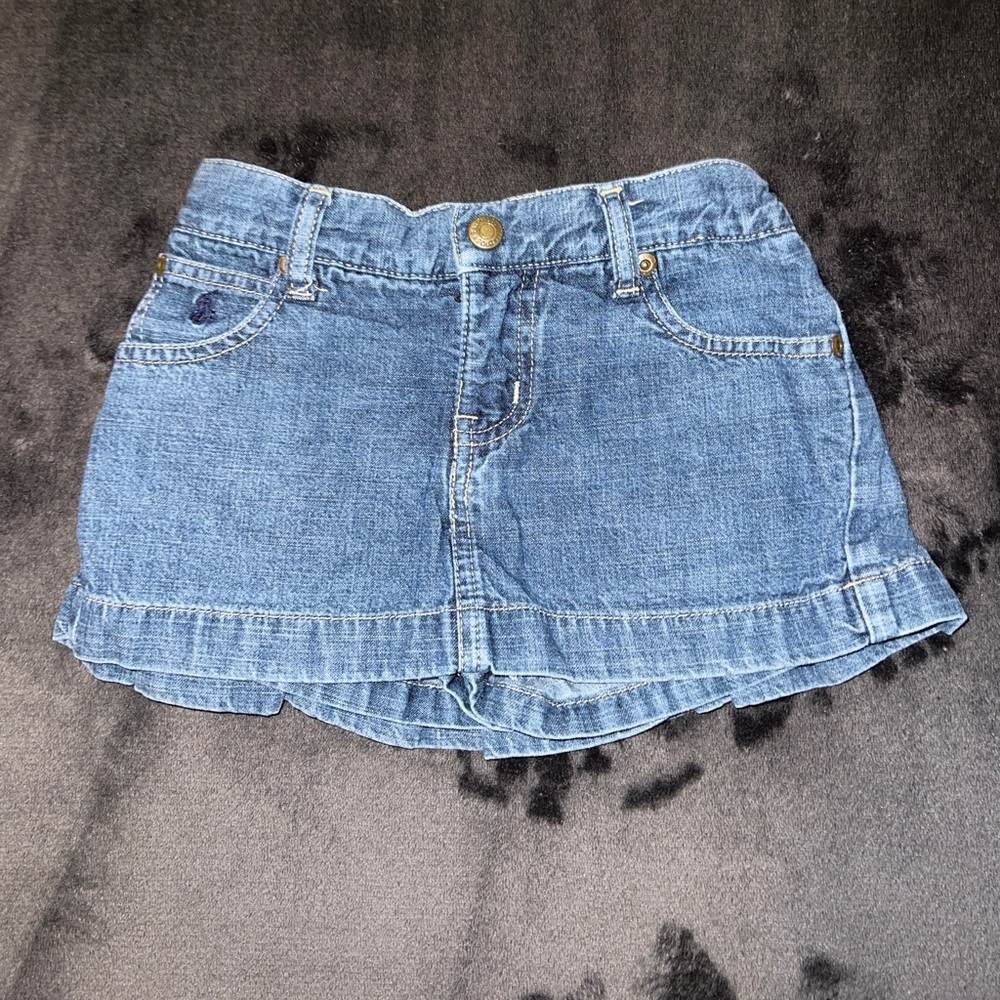 Ralph Lauren Pleated-Back Mini Jean Skort